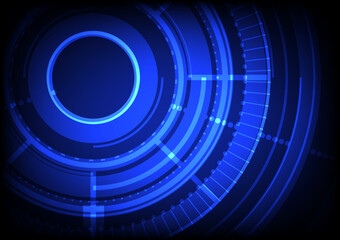 technology background with ring sphere engineering machine vector abstract design. digital blue light neon internet communication. graphic for signal connection, futuristic power energy concept.