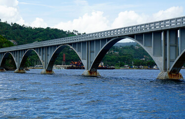 modern bridge in the bay of samana
