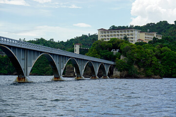 modern bridge in the bay of samana