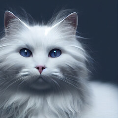 Fototapeta na wymiar Portrait illustration of a white cat.