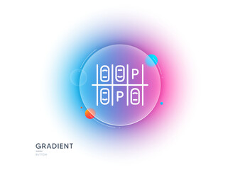 Parking place line icon. Gradient blur button with glassmorphism. Car park sign. Transport symbol. Transparent glass design. Parking place line icon. Vector