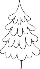 Christmas Tree Doodle Line Illustration