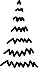 Christmas Tree Doodle Line Illustration