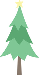 Christmas Tree Cartoon Minimal Isolated