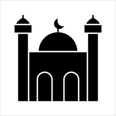 Islamic mosque icon. Thin linear islamic mosque outline icon isolated on white background from religion collection. Line vector sign, symbol for web and mobile