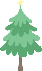 Christmas Tree Cartoon Minimal Isolated