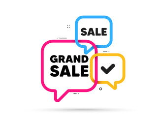 Grand sale tag. Ribbon bubble chat banner. Discount offer coupon. Special offer price sign. Advertising discounts symbol. Grand sale adhesive tag. Promo banner. Vector