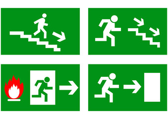 Exit sign on a green background. Vector illustration