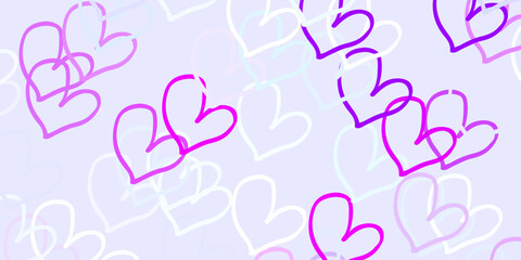 Plakat Light Purple vector background with hearts.