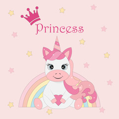 Obraz na płótnie Canvas Baby unicorn princess with crown.