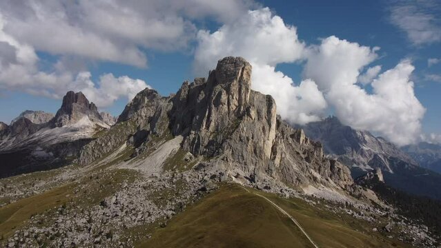 Passo Giau Pass, Ra Gusela and Averau Alpine Mountain in Dolomites, Veneto Italy