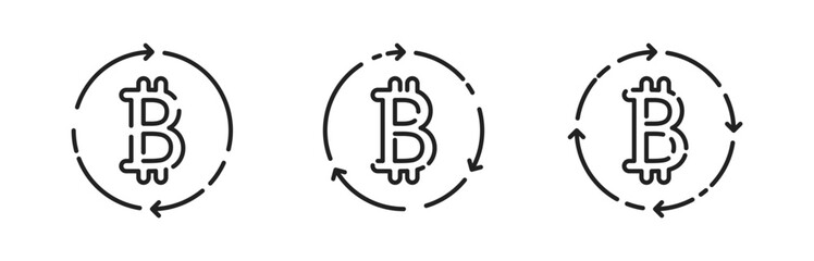Bitcoin circulation outline icon set. Vector EPS 10