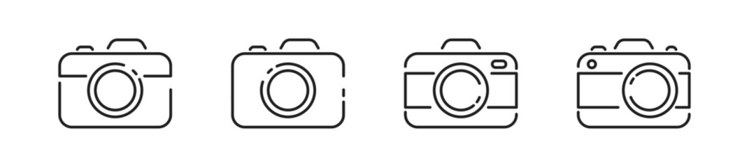 Camera outline icon set. Digital camera photography symbol, logo. Vector EPS 10