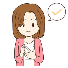 スマホをクリックする女性　カラー