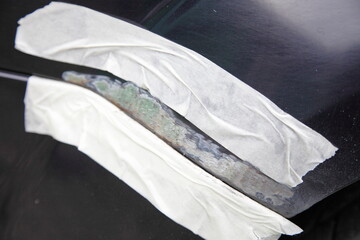 Car fender corrosion repair sanding