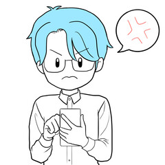 スマホに怒る男性