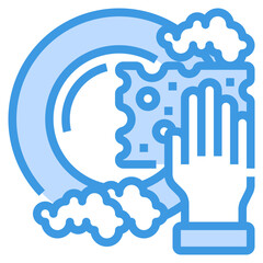 washing plates blue outline icon