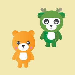 Naklejka premium Cute bear cartoon hand drawn animal