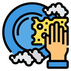 washing plates filled outline icon