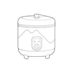 Rice cooker, magic jar, illustration vector, line art vector, outline art.