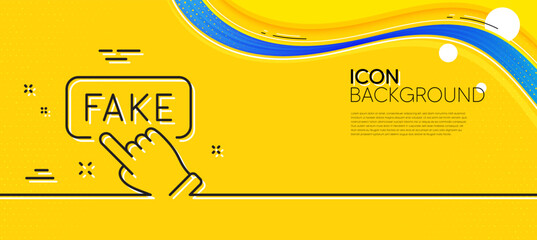 Fototapeta na wymiar Fake information line icon. Abstract yellow background. Propaganda conspiracy sign. Web wrong truth symbol. Minimal fake information line icon. Wave banner concept. Vector