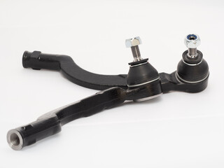 Car track rod end steering joint isolated against a white background. Spare part