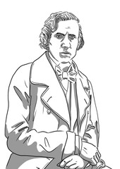 Chopin, Frédéric 1810-1849, based on Louis-Auguste Bisson's photography, 1847 - obrazy, fototapety, plakaty