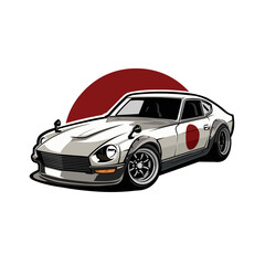 Fototapeta premium Premium Classic Japanese Sport Car Vector Illustration. Best for JDM Enthusiast Tshirt and Sticker Design