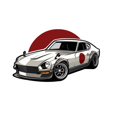 Premium Classic Japanese Sport Car Vector Illustration. Best for JDM Enthusiast Tshirt and Sticker Design