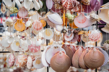 Handmade souvenir decorated with different sea shells