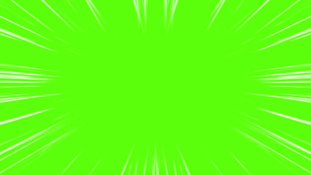 A bright black strip of light exploded. Abstract comic book flashing explosion radial lines on green screen. A bright black strip of light exploded. Lightning flashes of light. Manga frame rate line. 