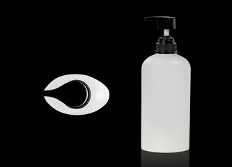 Fototapeta premium White plastic container and bottle isolated on white background with clipping path.