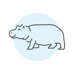 Hippopotamus color line illustration. Animals of Africa.