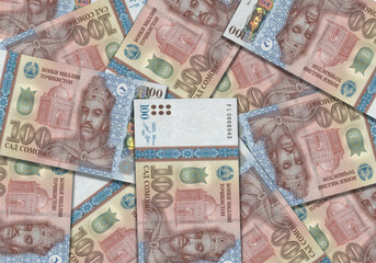 Paper money from Tajikistan. Tajikistani somoni. Close up banknotes from Tajikistan
