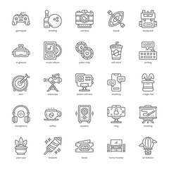 Entertainment icon pack for your website design, logo, app, and user interface. Entertainment icon outline design. Vector graphics illustration and editable stroke.