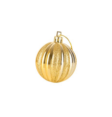 New year golden ball from glass and with glitter isolated