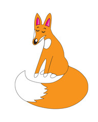 Fox. Color image of an animal on a white background. Vector illustration.CMYK color.300 dpi.Flat design.