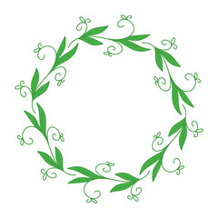 Doodle hand drawn branch wreath frame vector illustration