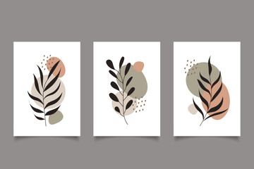 Fototapeta na wymiar modern poster boho botanical line art with organic shapes printable 