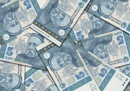 Paper money from Tajikistan. Tajikistani somoni. Close up banknotes from Tajikistan