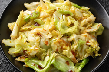 Stir Fried Cabbage with soy sauce, vinegar and garlic