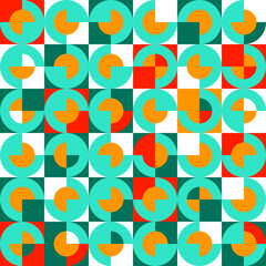 Seamless pattern in retro bauhaus style with circles