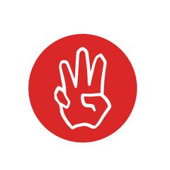 3の表現をする指のイラスト　アイコン