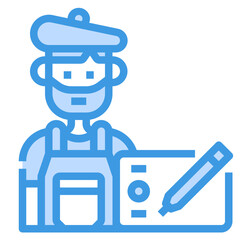 graphic designer blue outline icon