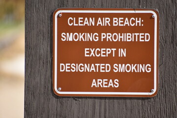 clean air beach no smoking permitted sign