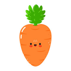 Cute funny carrot character. Vector hand drawn cartoon kawaii character illustration icon. Isolated on white background. Carrot character concept