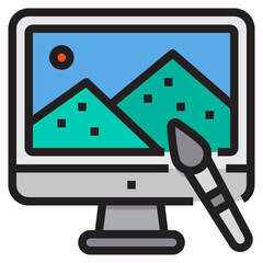 computer filled outline icon