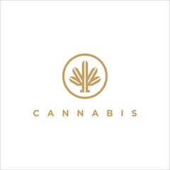 Cannabis logo in circle or marijuana leaf vector