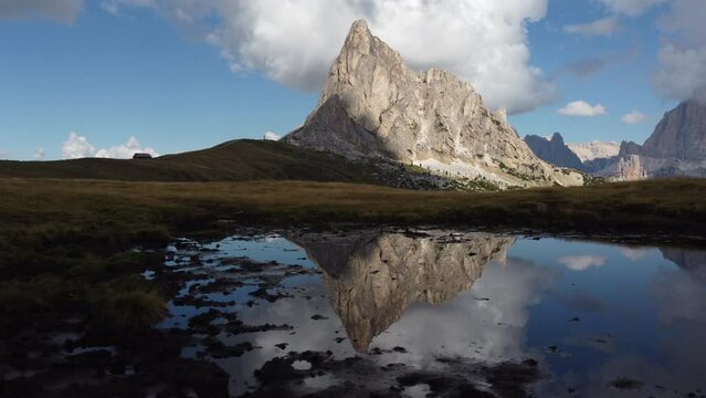 Passo Giau Pass, Ra Gusela and Averau Alpine Mountain in Dolomites, Veneto Italy