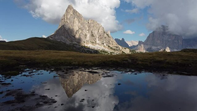 Passo Giau Pass, Ra Gusela and Averau Alpine Mountain in Dolomites, Veneto Italy